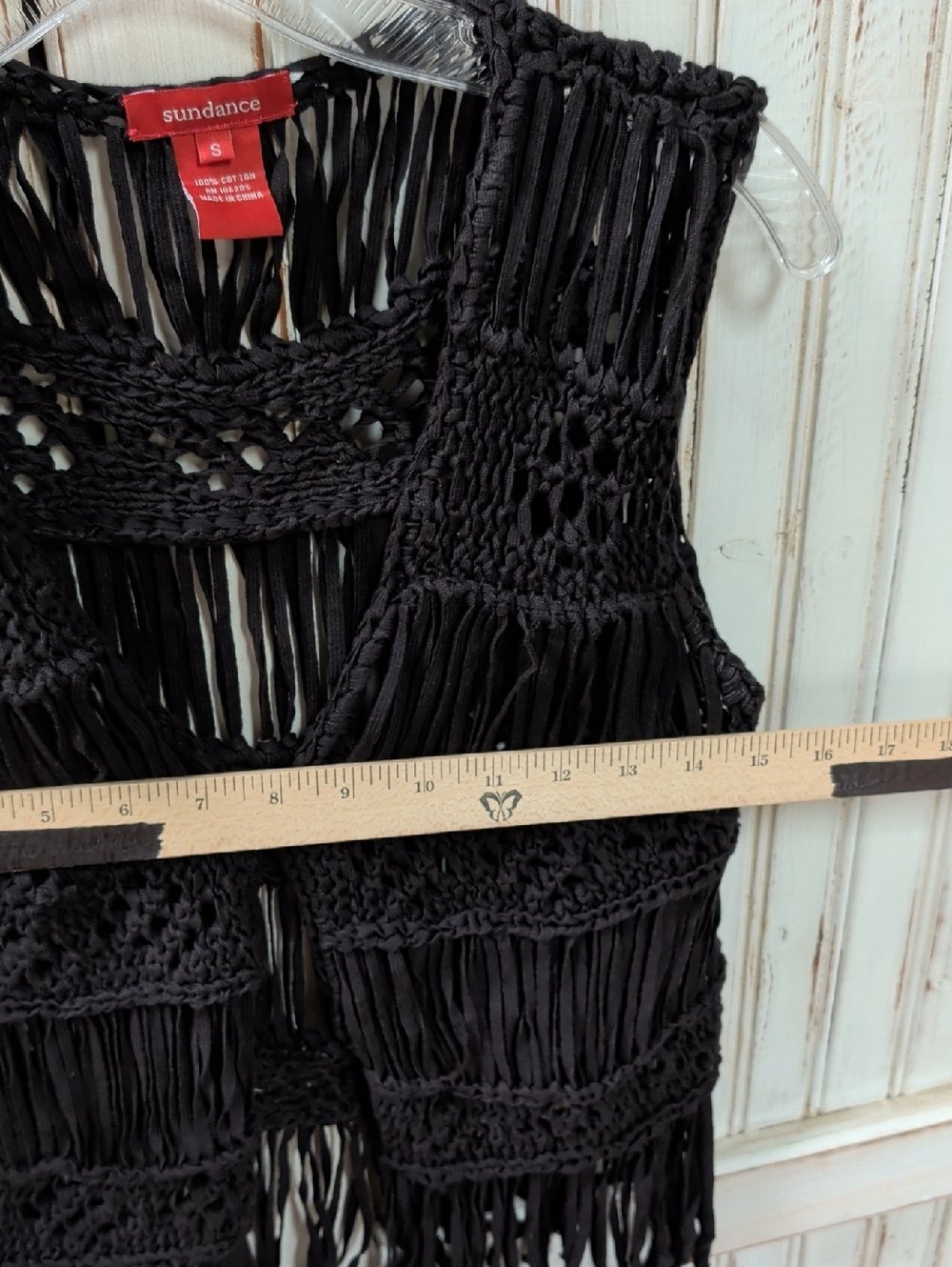 Sundance, Black Fringe Vest. Small - Picture 6 of 6